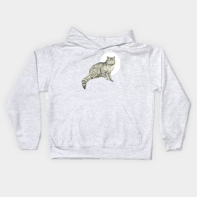 Brindle gray cat Kids Hoodie by Marccelus